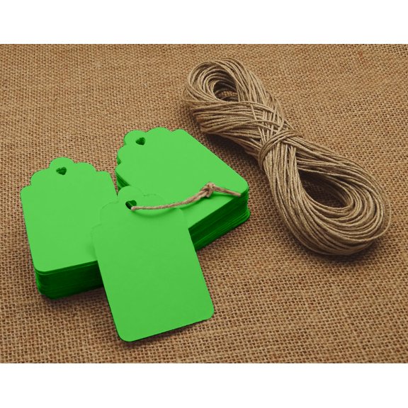 100 Pcs Gift Tags Rectangular Shape Blank Bonbonniere Wedding Favor Tags with Free Natural Jute Twine - Colors Available
