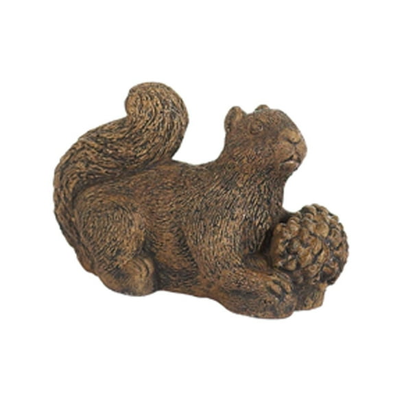 Solid Rock Stoneworks Squirrel with Pinecone Decorative Stone Statue 5in Tall Espresso Color