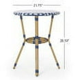 thumbnail image 5 of Outdoor Aluminum 3 Piece French Bistro Set, Navy Blue, White, with Bamboo Finish, 5 of 9