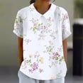 thumbnail image 2 of Summer Tops for Women Elegant Lapel Crewneck Linen Printed Loose Pullover Casual Lightweight Outfits Clothes 2026 White 5XL, 2 of 5