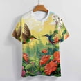 thumbnail image 3 of Flower Hummingbird Women's Short Sleeve Tops Casual Blouses T Shirt, 3 of 6