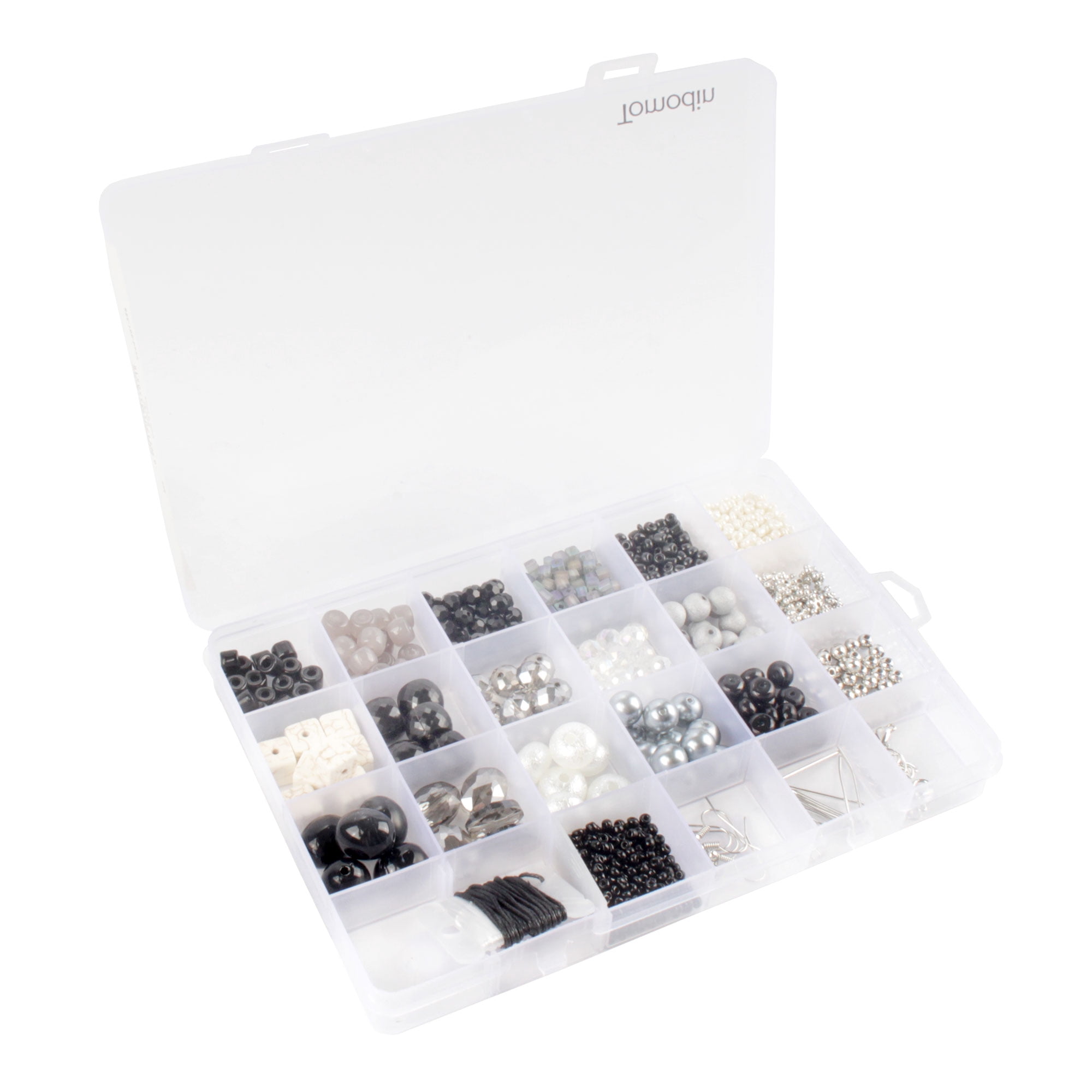 Bead Kits for Jewerly Making - 1300pcs Bead Craft Set - DIY Bracelets, Necklaces, and Earrings Supplies Box - Arts and Crafts for Kids, Girls, Teens, Adults - Shades of Grey - Assortment 225