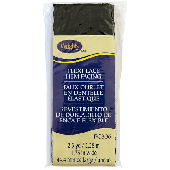 Wrights 1 3/4" Black Lace Hem Facing, 2.5 yd