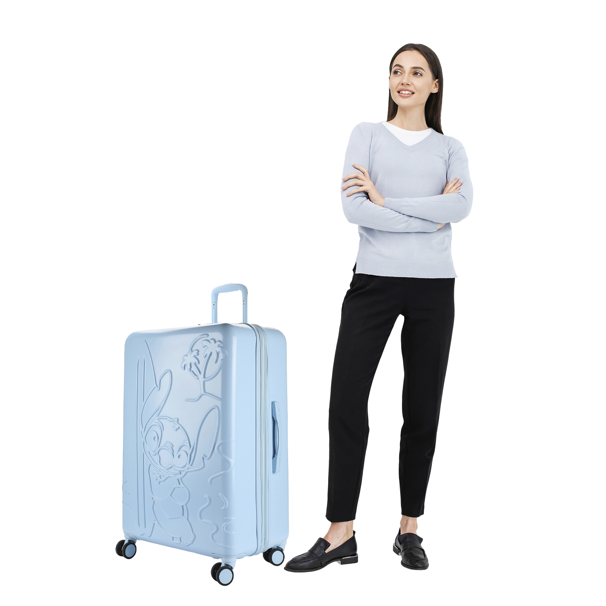 Disney Lilo & Stitch 3-Piece Hard Shell Luggage Set for Adults | 20" 24" 28" Rolling Suitcases with Spinner Wheels Telescopic Handle & Durable ABS Design Official Disney Travel Set from Bioworld