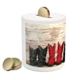 thumbnail image 2 of Western Piggy Bank, American Cowgirl Leather Boots Rustic Wild West Theme Cultural Print, Ceramic Coin Bank Money Box for Cash Saving, 3.6" X 3.2", Beige Red Black, by Ambesonne, 2 of 4