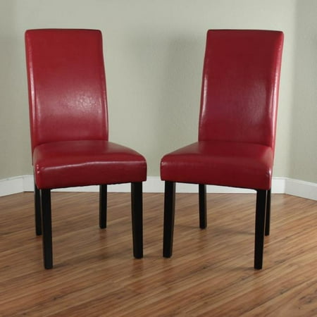 Villa Faux Leather Red Dining Chairs (Set of 2)