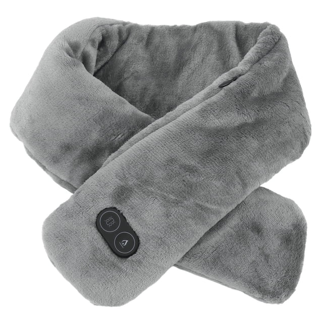 Bufanda térmica con alimentación por USB, suave y cálida, para aliviar el dolor, con vibración, masaje, color puro, para adultos mayores, gris oscuro