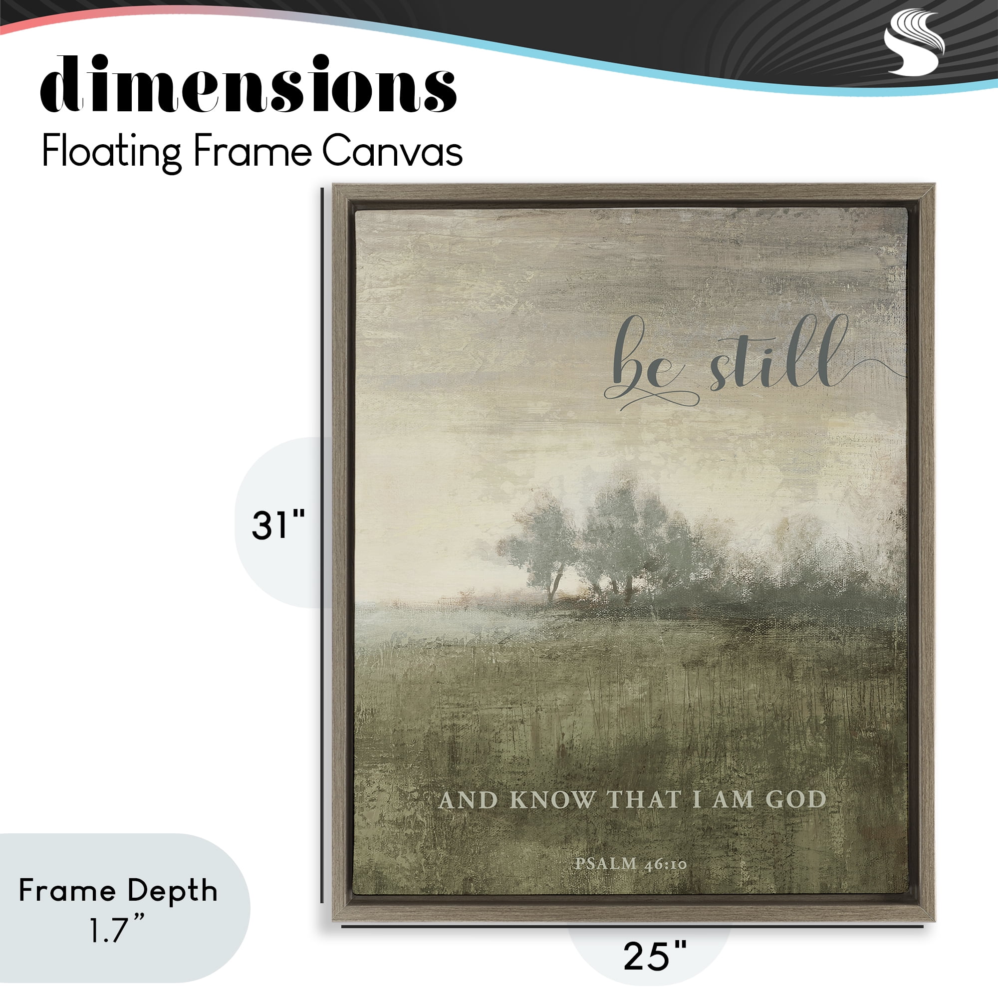 Stupell Industries Be Still Psalm 46:10 Brown Framed Floater Canvas Wall Art, design by Michael Marcon