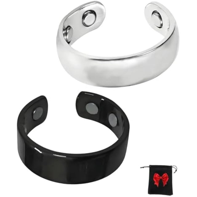Original Magnetic Wellness Ring for Women/Men, Adjustable Open Stainless Steel Rings with 4 Strong Magnets, Lightweight, Water-Resistant