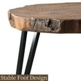 thumbnail image 3 of COSIEST Outdoor&Indoor Faux Wood Tree-Slice Round Concrete Side Table with Metal Legs, 3 of 6