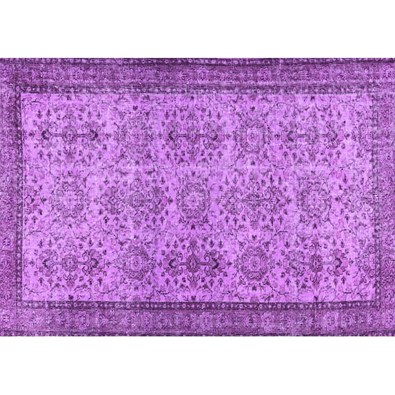 Ahgly Company Indoor Rectangle Abstract Purple Contemporary Area Rugs, 2' x 5'