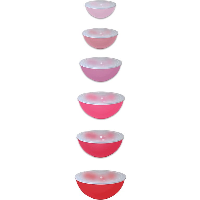 Plastic Mixing Bowls with Lids Set 12pc Red