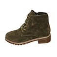 thumbnail image 2 of JUSLIO Women's Boots,Casual Dress Boots Lace Up Mid Heel Round Toe Winter Fall Fashion Solid Color Martin Boots, 2 of 5
