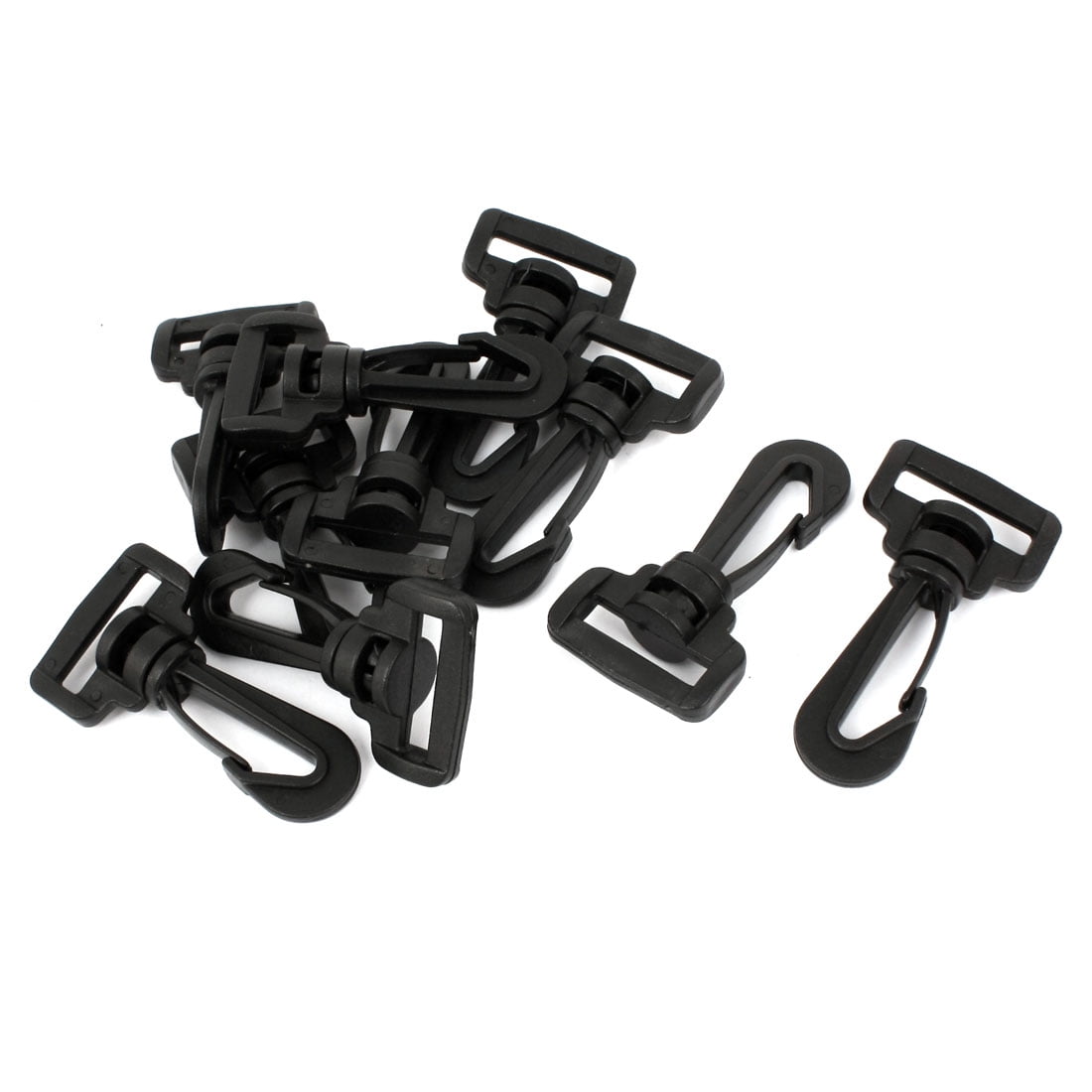 Plastic Luggage Bag Band Strap Swivel Rotary Snap Hooks Buckle Black 2.5cm 10pcs