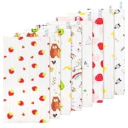 KABOER 8-Pack Baby Burp Cloths for Newborn, 6-Layer Cotton 10×20", Ultra Soft & Absorbent, Multipurpose Washcloth & Bib