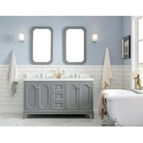 Water Creation Queen 60"W Wood Double Bathroom Vanity in Cashmere Gray & White
