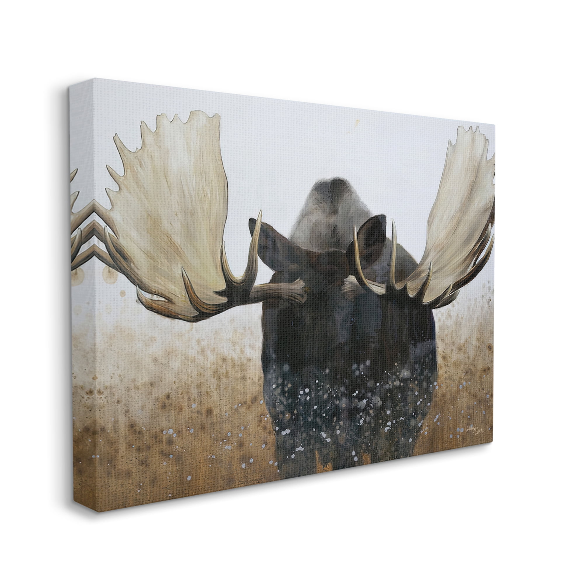 Stupell Industries Moose Portrait Modern Splash Animals & Insects Painting Gallery Wrapped Canvas Print Wall Art, 20 x 16