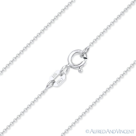 1mm Round Rolo Cable Link Italian Chain Necklace in .925 Sterling Silver