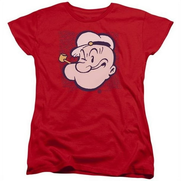 T-shirt à Manches Courtes Popeye-Head pour Femme&44; Rouge - Grand