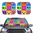 thumbnail image 2 of Disketp 2 Piece Doodle Faces Emotions Pattern Windshield Sunshades,Folding Windshield Sun Shade For Car Suv Trucks Sedan,Blocks Uv Rays Sun Visor Protector-Small, 2 of 7