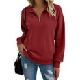 thumbnail image 2 of Yievot Quarter Zip Up Sweatshirts for Women Trendy Long Sleeve Tops with Pocket Casual Lapel Sweatshirt, 2 of 8