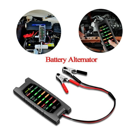 Lead Acid Battery Tester - 12V Car Battery Tester Alternator Check Analyzer Lead Diagnostic Tool With 6 LED