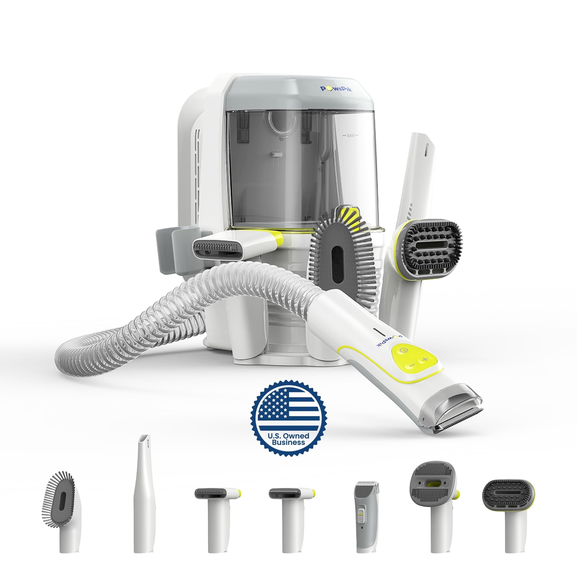 PawsPik GroomingPro Rx Professional 7-in-1 Dog & Cat Vacuum & Grooming Kit, White