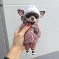 thumbnail image 3 of Standing Dog Figurine With Plush Outfit, Handcrafted Decorative Puppy Statue In Pink Knit Coat And Beanie, Home Decor For Living Room Bedroom Office Shelf Display, 3 of 3
