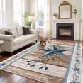 thumbnail image 2 of Large Area Rugs for Living Room Bedroom, Texas Star Rustic 8'x10' Rug Washable Carpet Runner Indoor Outdoor, Country Blue Berry Brown Wooden Plank Non Slip Floor Mats Rug for Kitchen, Patio, 2 of 8