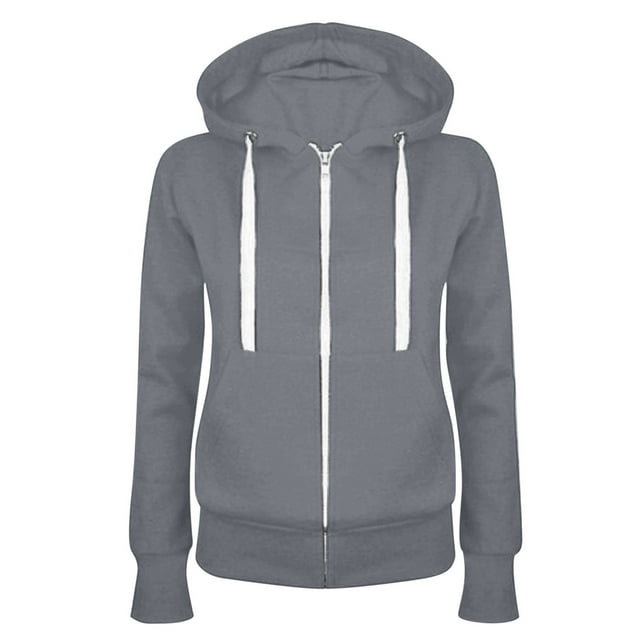 WRKEKC Veste à Capuche en Molleton pour Femmes Coupe Ajustée Fermeture Éclair devant Doublure en Peluche Chandail pour Style de Rue Confort Gris 3TG