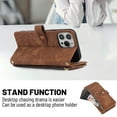 thumbnail image 5 of ELEHOLD Crossbody Wallet Case for Samsung Galaxy A72, Zipper Purse Case Card Holder with Kickstand Detachable Wrist Strap Lanyard, PU leather Flip Folio Case,Brown, 5 of 6