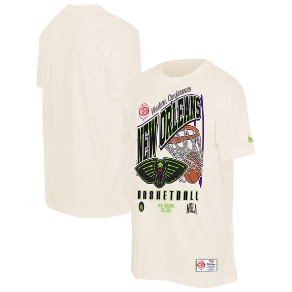 Men's New Era Cream New Orleans Pelicans Oversized City Edition Remix Vintage T-Shirt