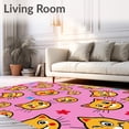 thumbnail image 2 of ODIKA 8'x10' Machine Washable Non-Slip Area Rug, Humorous Battered Puss Flashing Decoration High Traffic Rug, Pink, 508952, 2 of 7