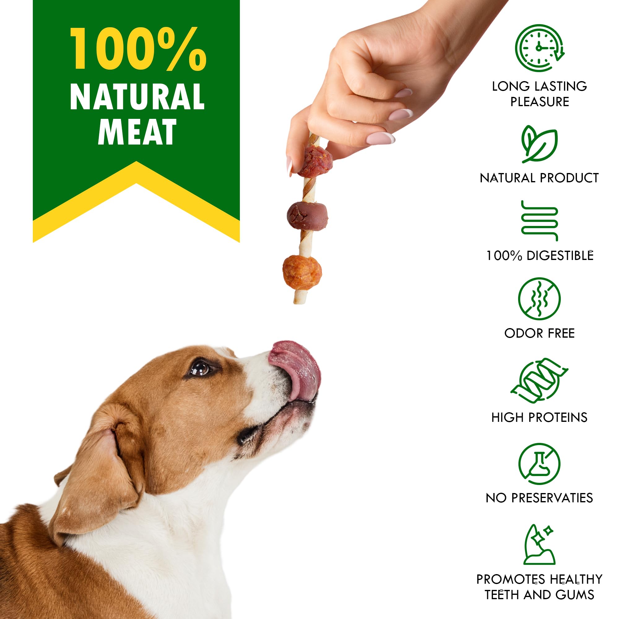 Kabobs Dog Rawhide Treats with Duck & Chicken Human Grade Meat - All ...