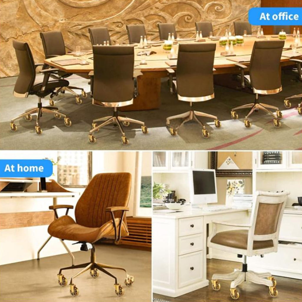 360 Swivel Office Chair Casters Heavy Duty Transparent Wheels Quiet Rolling Design