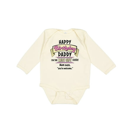 

Inktastic Happy Birthday Daddy- Best Gift Ever in Pink Gift Baby Boy or Baby Girl Long Sleeve Bodysuit