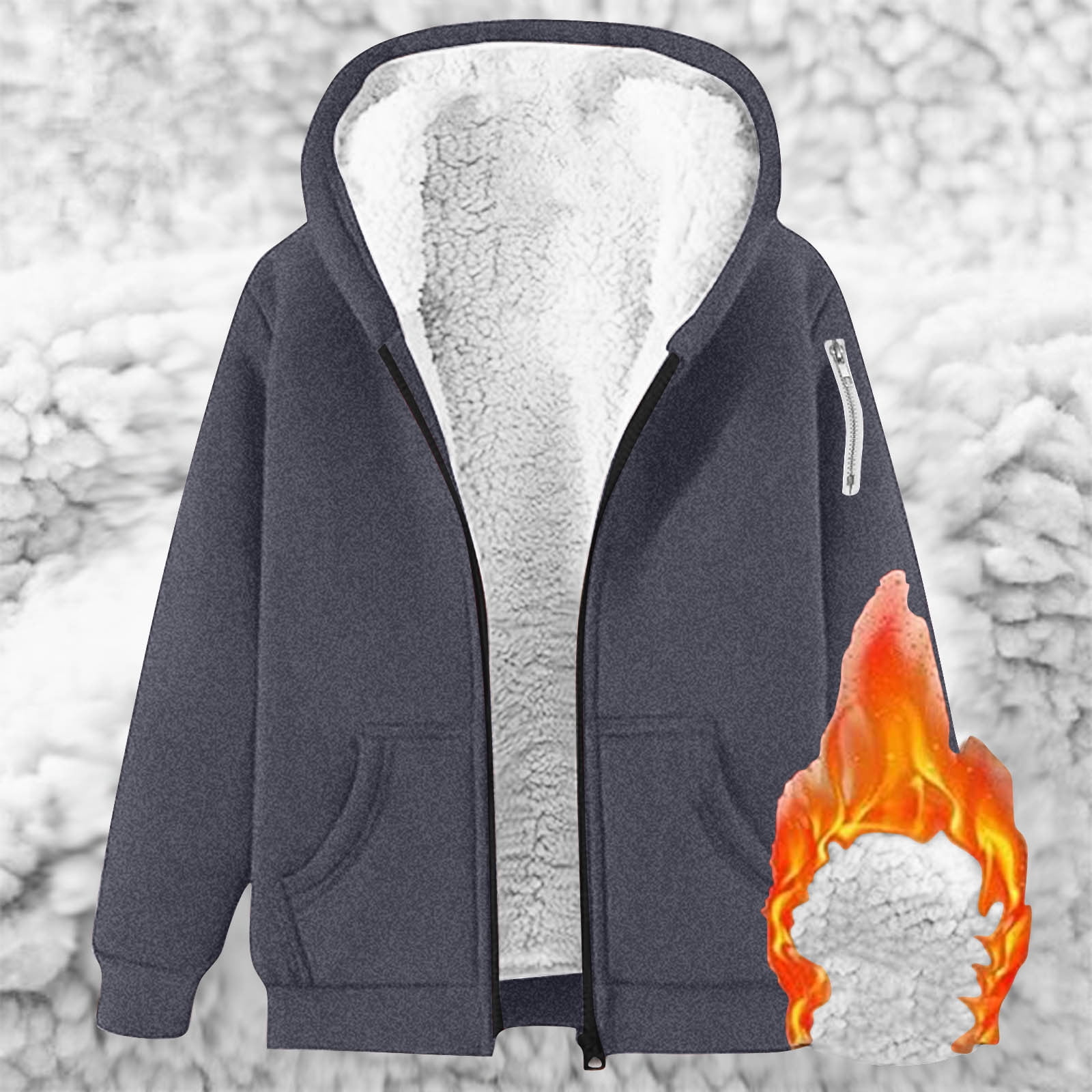 Aboser Womens Winter Fleece Lined Hoodies Plus Size Zip Up Hooded Jacket Warm Long Sleeve Sweatshirt Coat Thicken Sherpa Hoodie Jackets with Pockets Gray XXXL