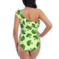 thumbnail image 5 of Picia Broccoli Vegetables Pattern Women's One Piece Swimsuits,One Shoulder Swimwear Asymmetric ,Ruffle Monokinis Bathing Suits,High Waisted Flattering Bathing Suits-Small, 5 of 8