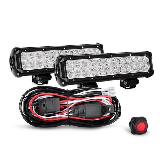 Nilight LED Light Bar 12" 72W Spot Flood Combo Off Road Lights Driving Fog Led Pods Lights with 16AWG Wiring Harness Kit-2 Leads for Van Camper Car Pickup Golf Cart ATV UTV SUV Truck Boat