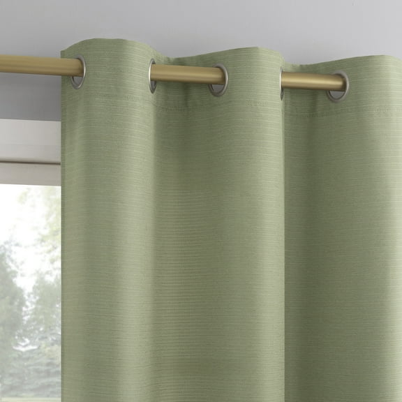 No. 918 Landon Textured Semi-Sheer Grommet Curtain Panel, 40"W X 84"L, Sage Green
