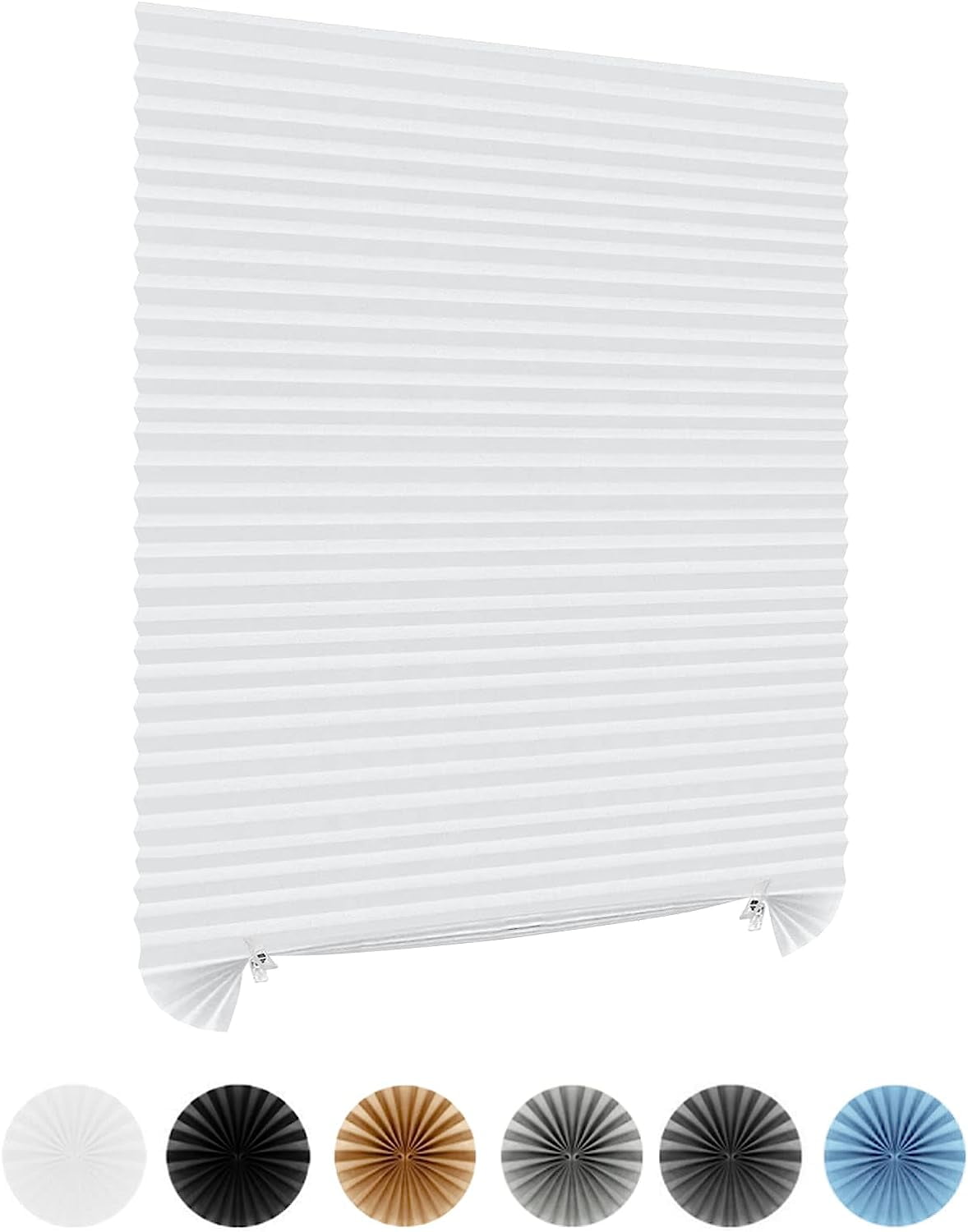 Cordless Window Blinds No Drill Cut to Size Clip On Self Adhesive Pleated Paper Shades Temporary Blinds for Nursery Bedroom Kitchen Bathroom