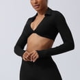 thumbnail image 5 of Women's V Neck Sports Bras Workout Running Athletic Bra Long Sleeve Crop Tops Metamorph Sienna Twist Deep V Workout Cropped T Shirt Top with Compression for Yoga Pilates Gym Outfit, 5 of 6