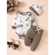 thumbnail image 2 of Gibobby Conjunto deportivo para niños Ropa para bebé recién nacido, infantil, floral pantalones sombrero, ropa para niña pequeña(Gris,9-12 Meses), 2 of 3