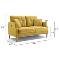 thumbnail image 2 of DEALTOPS Small Couch with 2 Pillows, 57'' Accent Loveseat Sofa, Comfy Yellow Couch for Living Room, Bedroom, 2 of 7