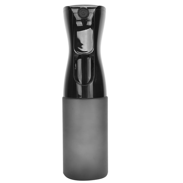 Botella pulverizadora de 200 ml, recargable, con pulverizador continuo de agua para peinado, jardinería y cuidado de la piel. Color negro.