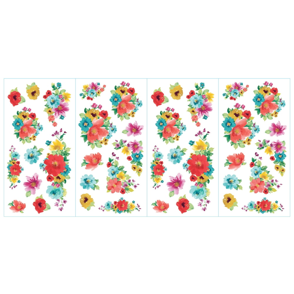 The Pioneer Woman Breezy Blossoms 40Piece Peel and Stick Wall Decals
