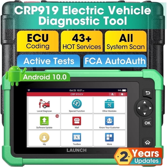 OBD2 Scanner Launch X431 CRP919 EV, Full System Diagnostics, 43  Reset, ECU C0ding, 2 Years Free Updates