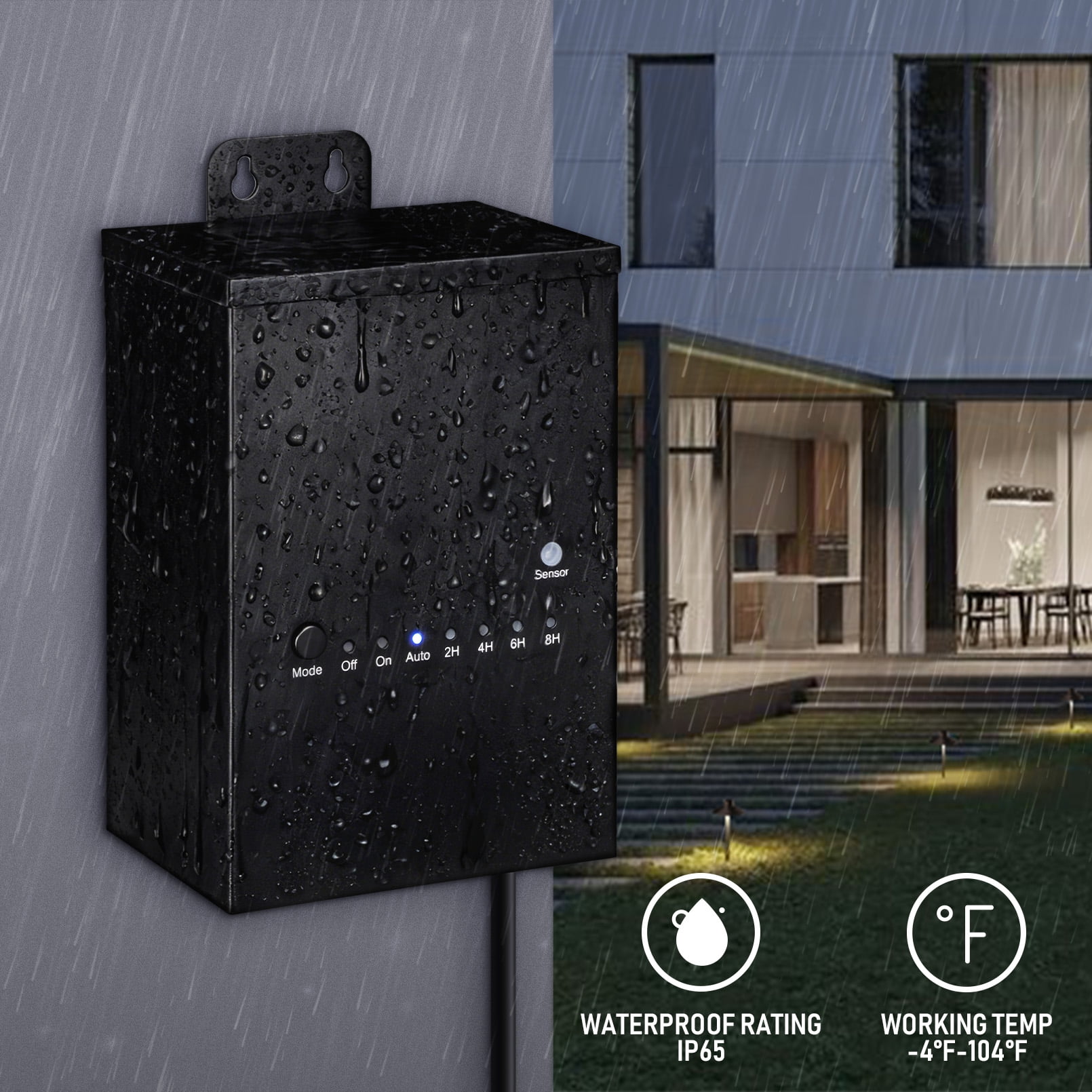 150W Outdoor Low Voltage Landscape Transformer, 120V AC to 12V AC Transformer with Countdown Timer and Photocell Light Sensor, ETL Listed, IP65 Waterproof, for Outdoor Spotlight Pathway Light