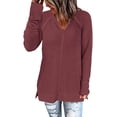 thumbnail image 1 of Túnica de punto de gofre de manga larga para mujer, camisetas casuales con cuello en V, jerséis de ajuste holgado Ormromra  WMZY-696-1, 1 of 1