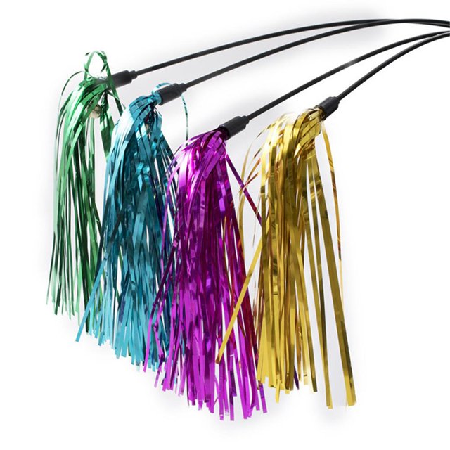 Kitten Rod Hand Lever Reflective Paper Beautiful Fashionable Pet Product Pet Cats Interactive Toys Colorful Tasteless Plastic Mixed Colors Longpole53CM